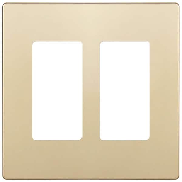 Elite 4.68 in. H x 4.73 in. L, Gold 2-Gang Screwless Decorator Wall Plate