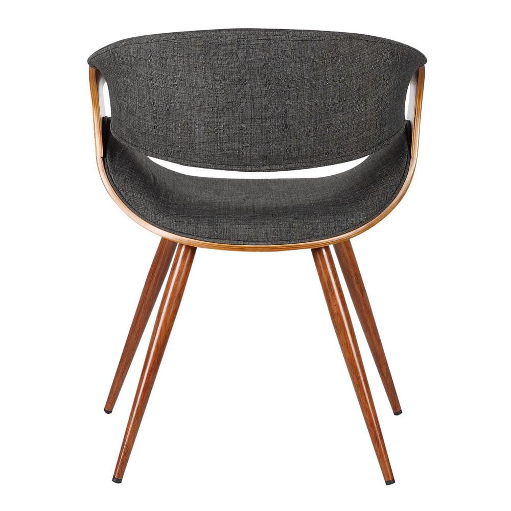 Charcoal Upholstered Faux Leather Mid-Century Modern Side Chair