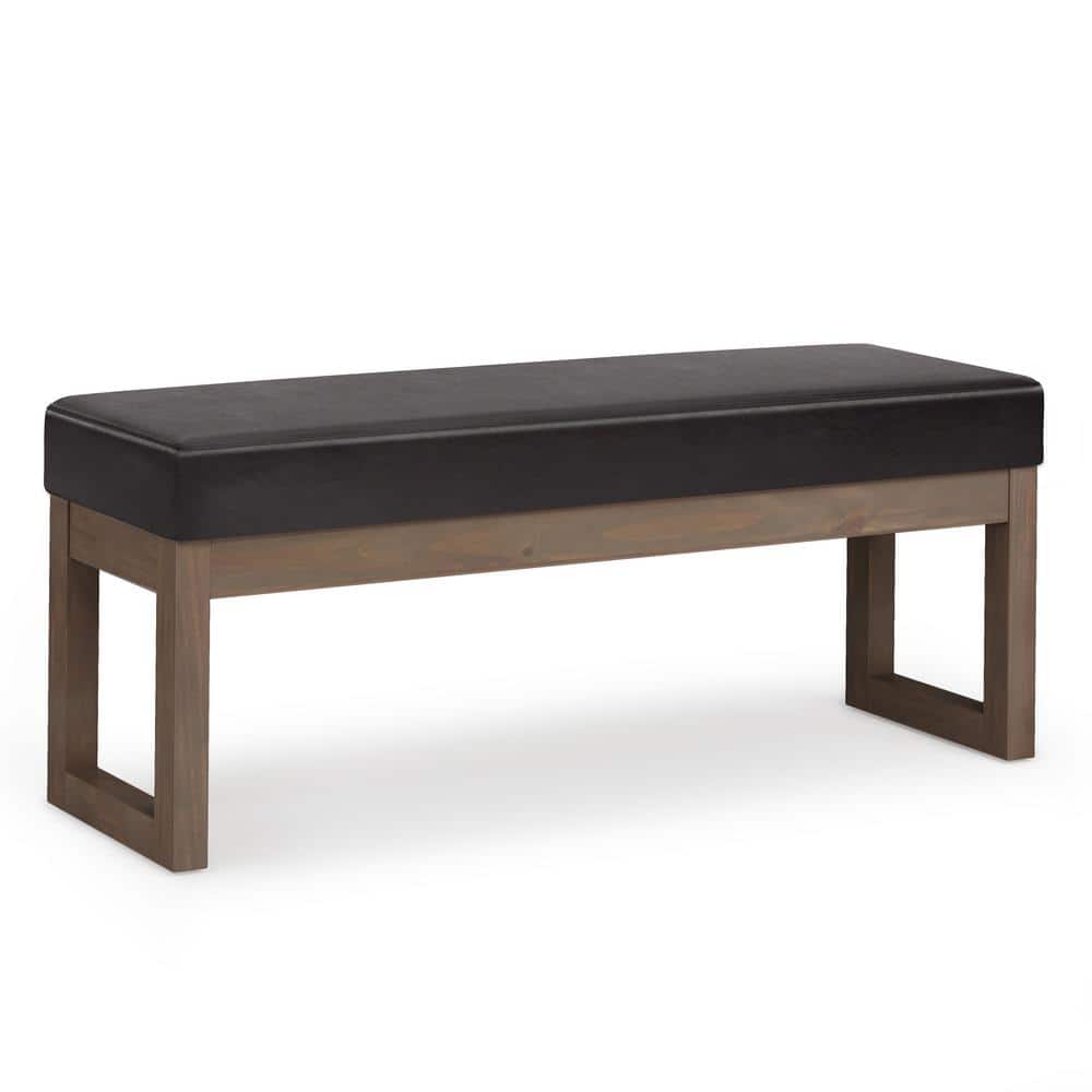 Milltown Tanners Brown Faux Leather Narrow Profile Ottoman