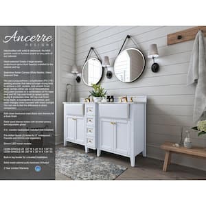 Adeline 60 in. W x 20.9 in. D Bath Vanity in White with Marble Vanity Top in Carrara White with White Basin