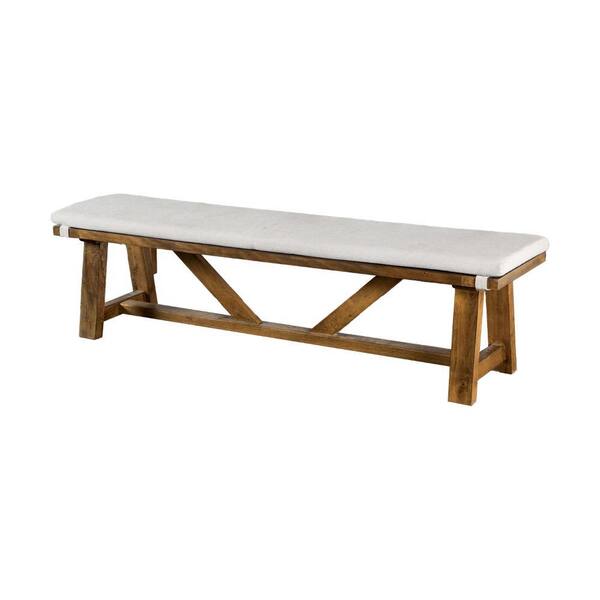 Benjara Jule Brown Wood 69 in. Backless Bedroom Bench with Trestle