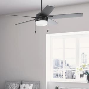 Anisten 52 in. Indoor Matte Black Ceiling Fan with Light Kit Included