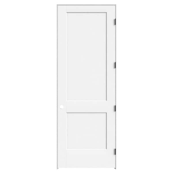 34 in. x 96 in. 2-Panel Logan Left-Hand Hollow Core Primed Composite Single Prehung Interior Door with Black Hinges