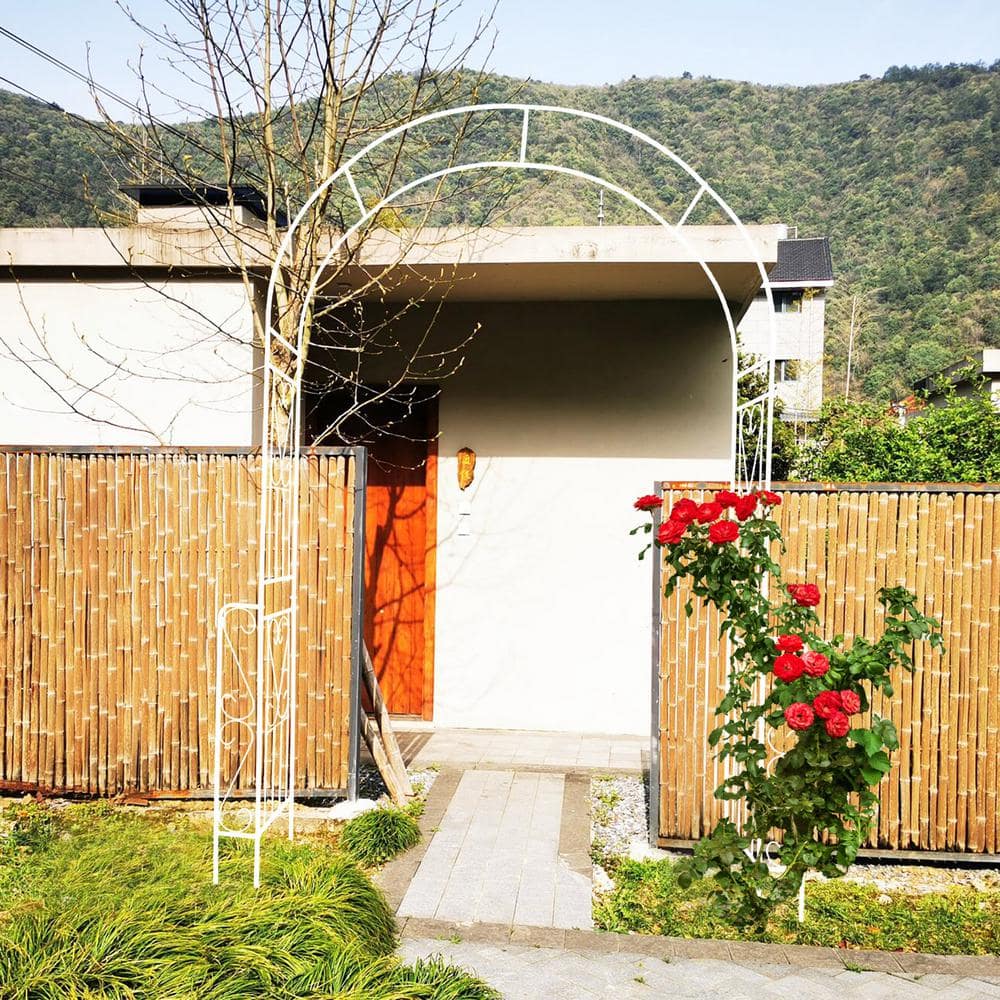 Cream White Metal Garden Arch Arbor Trellis for Climbing Plants