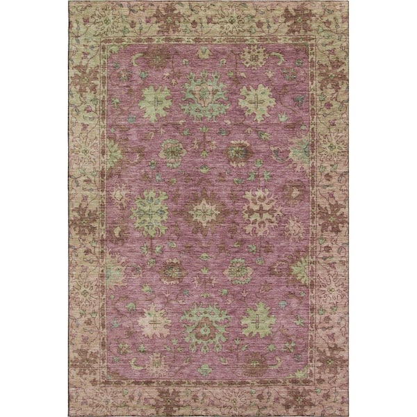 Mayfield Premium Machine Washable Abstract AMF2052 Pink 8 ft. x 10 ft. Area Rug
