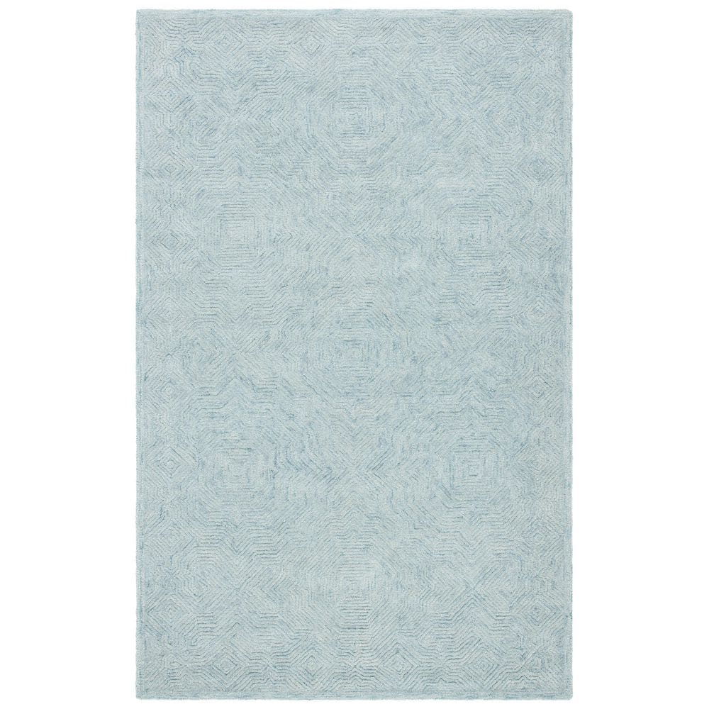 Aqua Hand-Tufted Wool Rectangular Area Rug 3' x 5'
