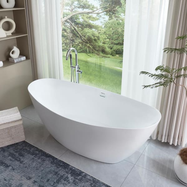 Valence 71 in. Acrylic Flatbottom Freestanding Bathtub in White Valence 71 in. Acrylic Flatbottom Freestanding Bathtub in White