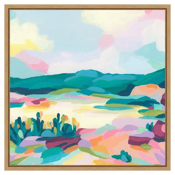 Amanti Art Pink Rock Valley I by June Erica Vess 1 Piece Floater Frame Canvas Giclee Abstract Art Print 22 in. x 22 in.