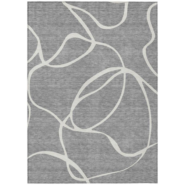 Chantille Machine Washable Indoor/Outdoor Abstract ACN999 Gray 8 ft. x 10 ft. Area Rug