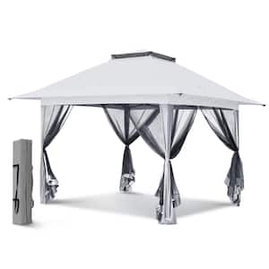 13 ft. x 13 ft. Pop-Up Gazebo Tent Instant with Mosquito Netting, White