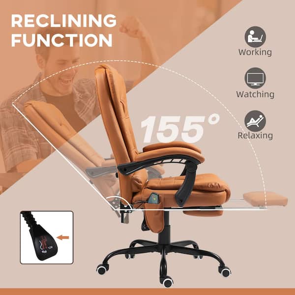Vinsetto 7-Point Faux Leather Vibrating Massage Office Chair with Lumbar  Support, Footrest, Reclining Back, Light Brown 921-342V81LR - The Home Depot