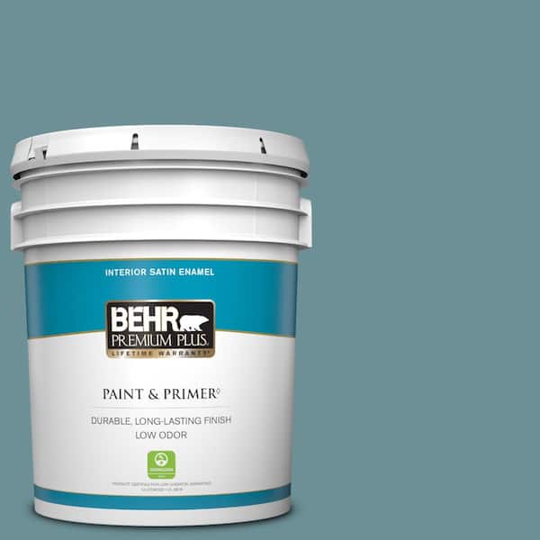 BEHR PREMIUM PLUS 5 gal. #510F-5 Bayside Satin Enamel Low Odor Interior Paint & Primer