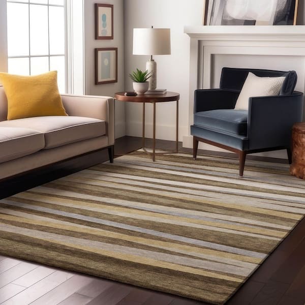 Mayfield Premium Machine Washable Abstract AMF997 Brown 5 ft. x 7 ft. 6 in. Area Rug