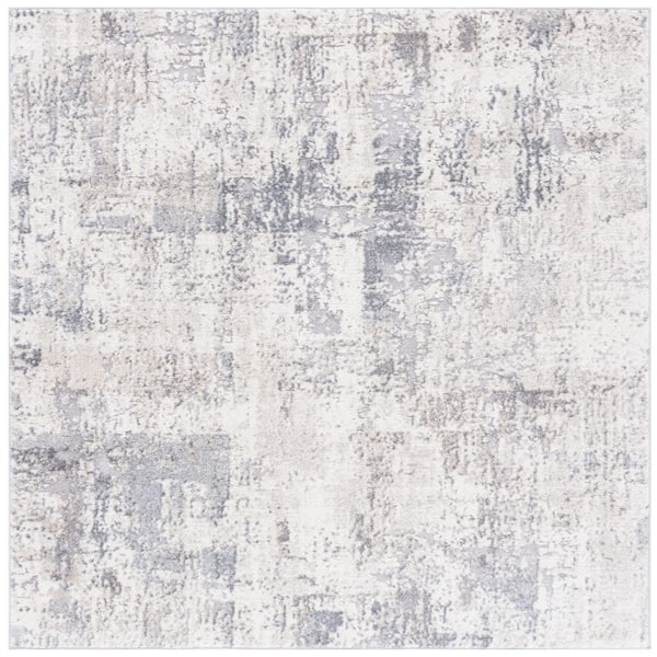 SAFAVIEH Opal 7 ft. x 7 ft. Ivory/Gray Abstract Distressed square Area Rug