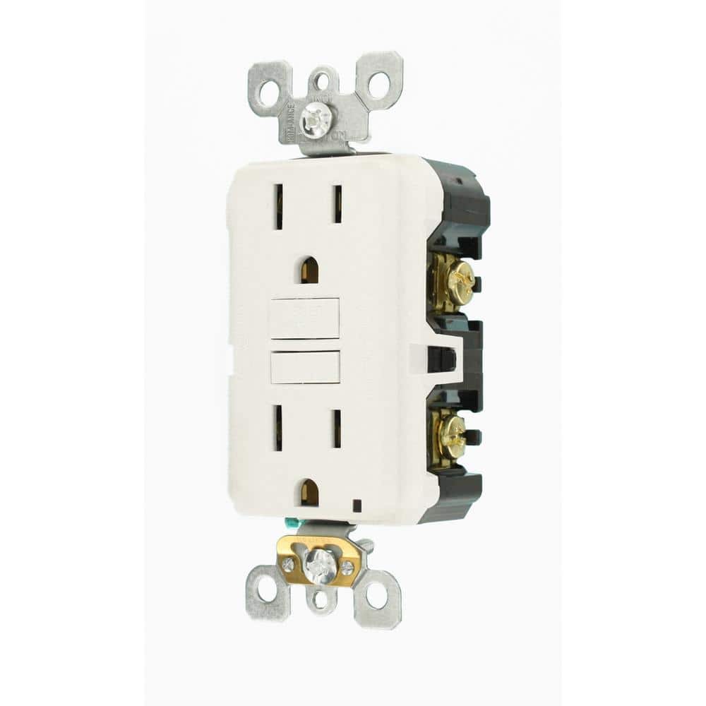 15 Amp White Duplex Self-Test Slim GFCI Outlet with Wall Plate (4-Pack)