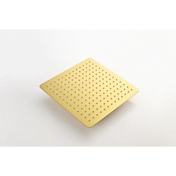 Unbranded 3-Spray Patterns with 2.5 GPM 8 in. Wall Mount Rain Fixed Shower Head in Brushed Gold