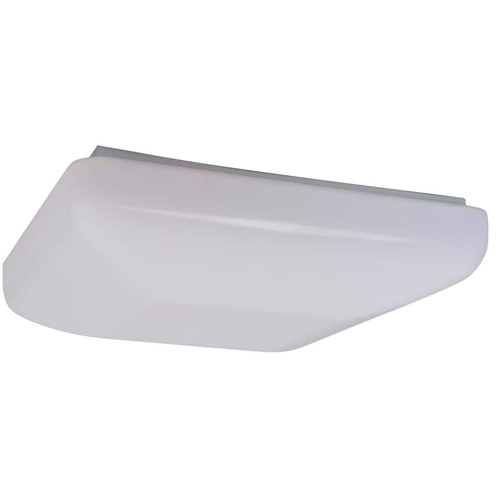 Square 12.5 in. 1-Light White LED Flush Mount Ceiling Fixture 3000K