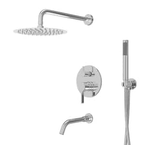 1 Spary 10 in. Dual Shower Head Wall Mounting Fixed and Handheld Shower Head 2.5 GPM in Chrome