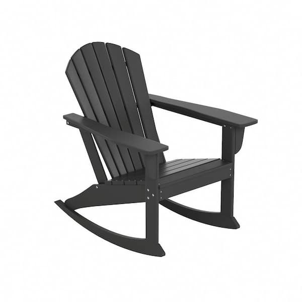 Mason Gray Adirondack HDPE Plastic Outdoor Rocking Chair