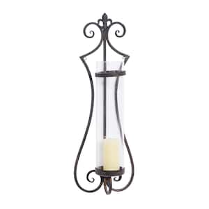 31 in. Black Metal Single Candle Wall Sconce