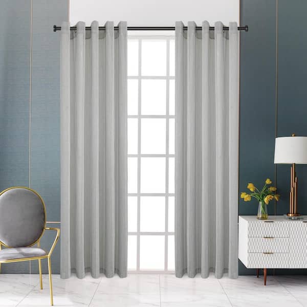 Lyndale Decor Rowan Grey Sheer Curtain 52 in. W x 54 in. L