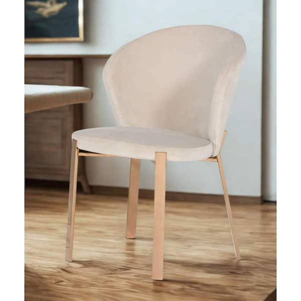 Nadia Modern Beige Velvet Dining Chair Set of 2