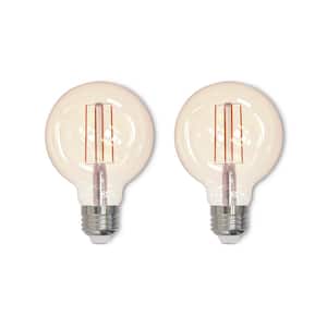 40 - Watt Equivalent G25 Dimmable Medium Screw Decorative LED Light Bulb Amber Light 2200K, 2 Pack