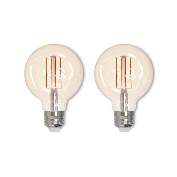 Bulbrite 40 - Watt Equivalent G25 Dimmable Medium Screw Decorative LED Light Bulb Amber Light 2200K, 2 Pack