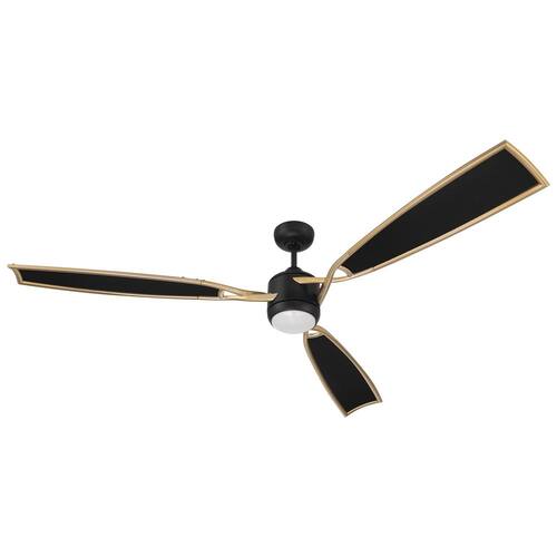 Viva 72 in. Smart Indoor Flat Black/Satin Brass Finish Ceiling Fan Integrated LED w/ Wi-Fi Enabled Remote/Wall Included CRAFTMADE Ceiling Fans With Lights