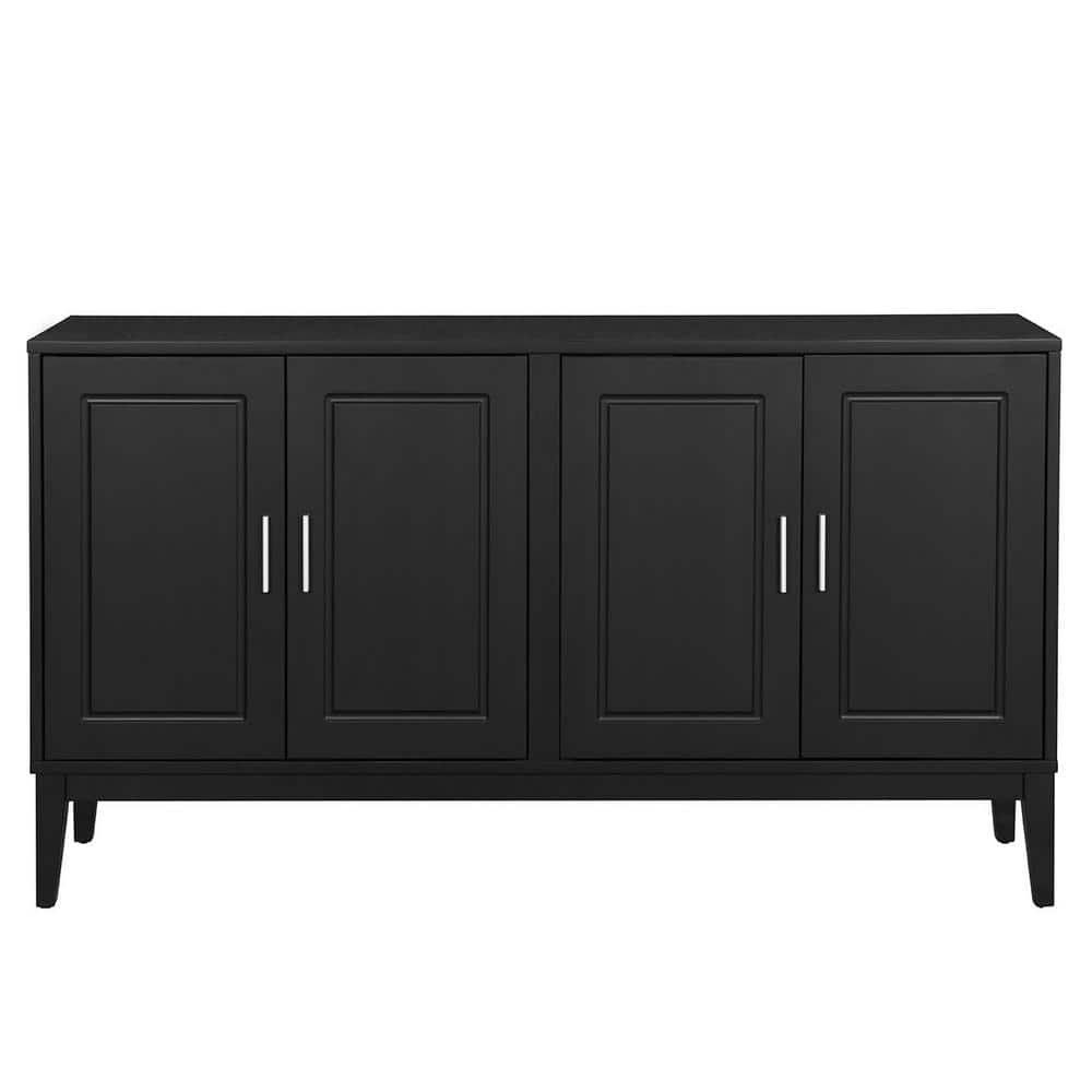 Black Rubberwood and MDF 60" Modern Sideboard with Adjustable Shelves