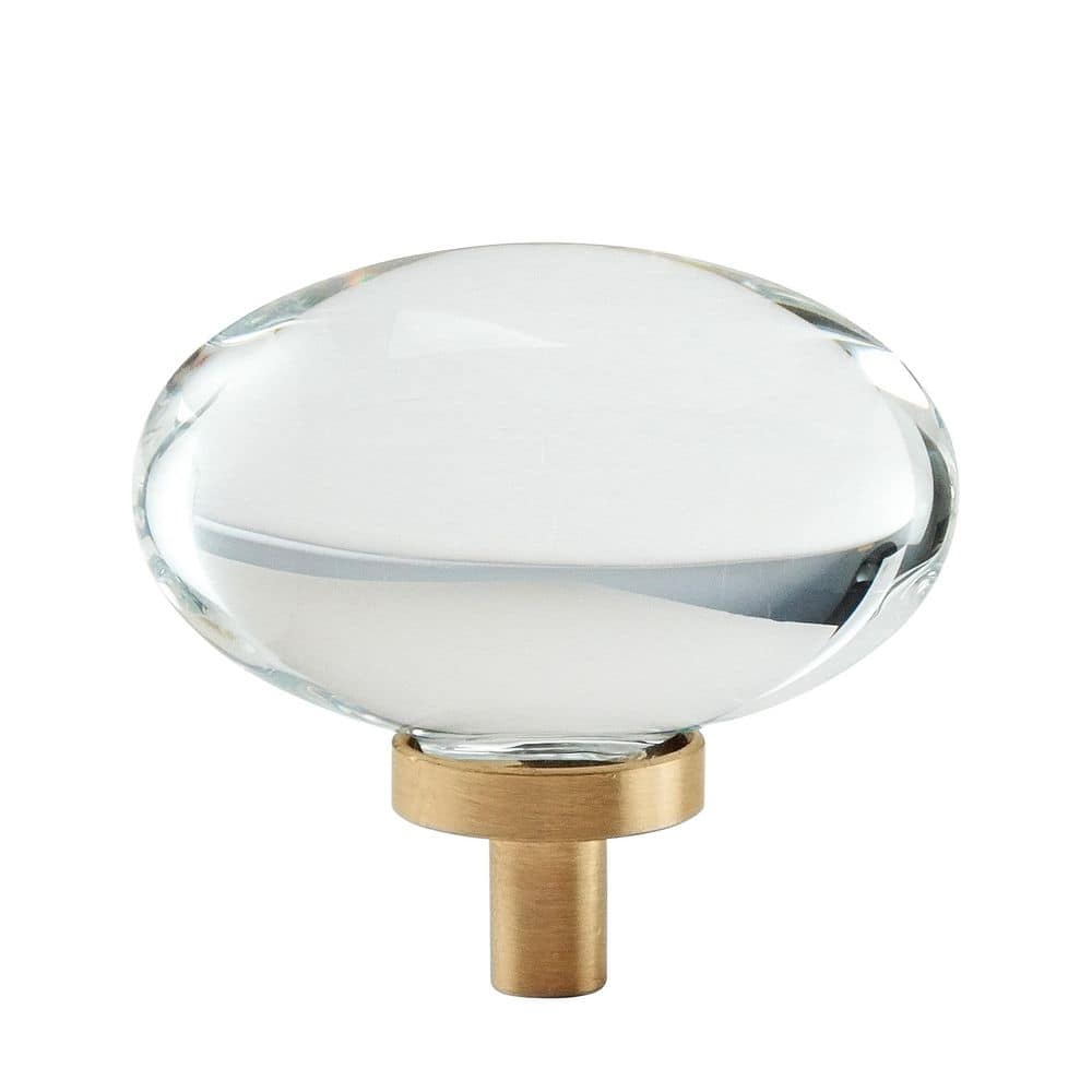 Clear and Bronze Oval Glass Cabinet Knob with Mounting Hardware