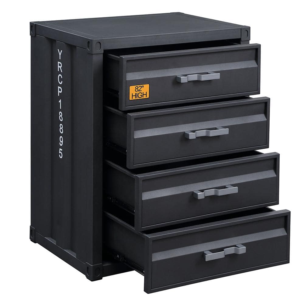 Industrial Gunmetal 4-Drawer Metal Chest