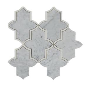 Lavaliere Diamond and Thassos White 12 in. x 13 in. Marble Byzantine Mosaic Tile (10.9 sq. ft./Case)