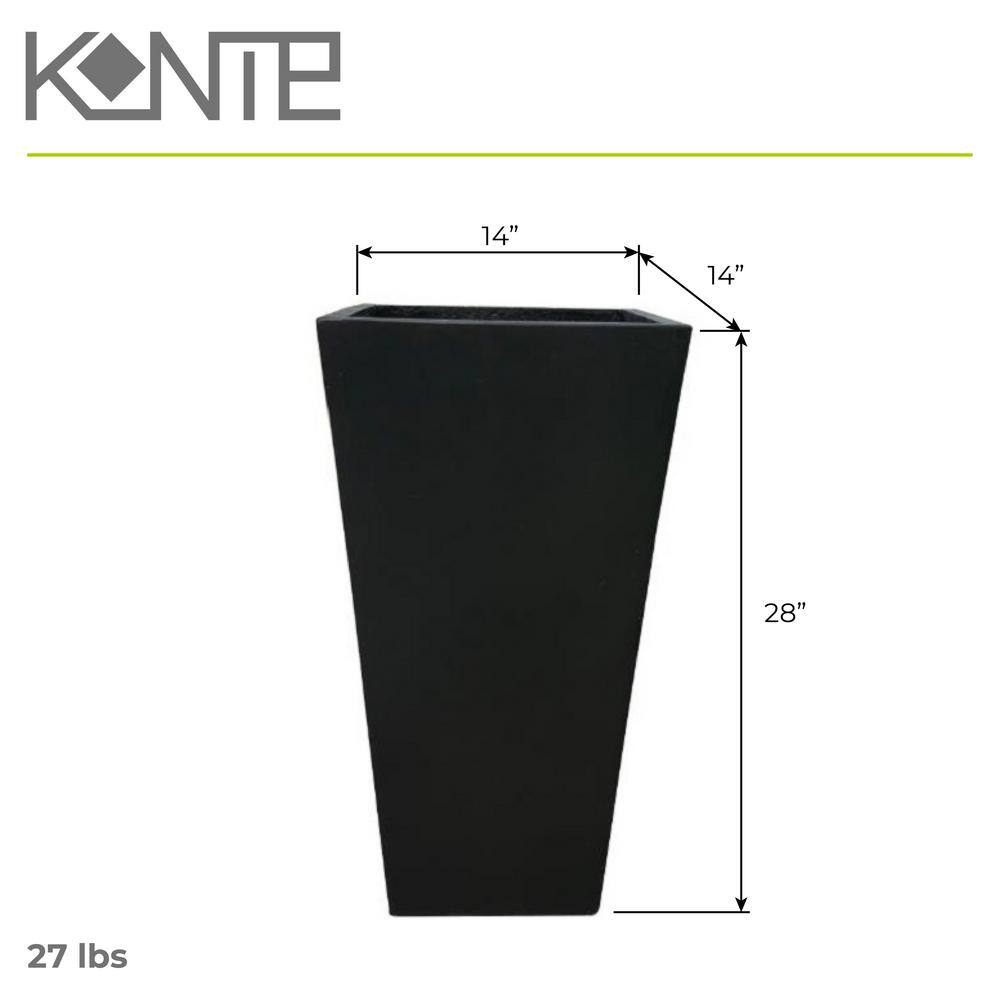 28" Black Lightweight Concrete Tall Tapered Planter
