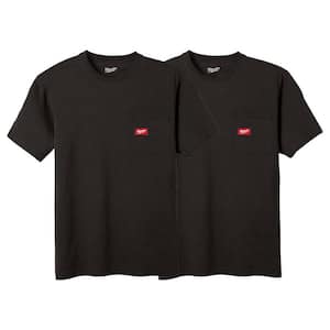 Men's 3X-Large Black GRIDIRON Cotton/Polyester Short-Sleeve Pocket T-Shirt (2-Pack)