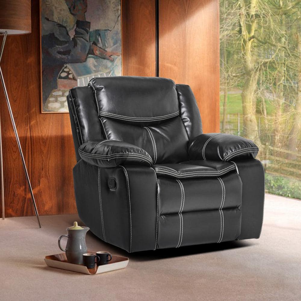 Austin Black Faux Leather Glider Recliner 8230BLK1 The Home Depot