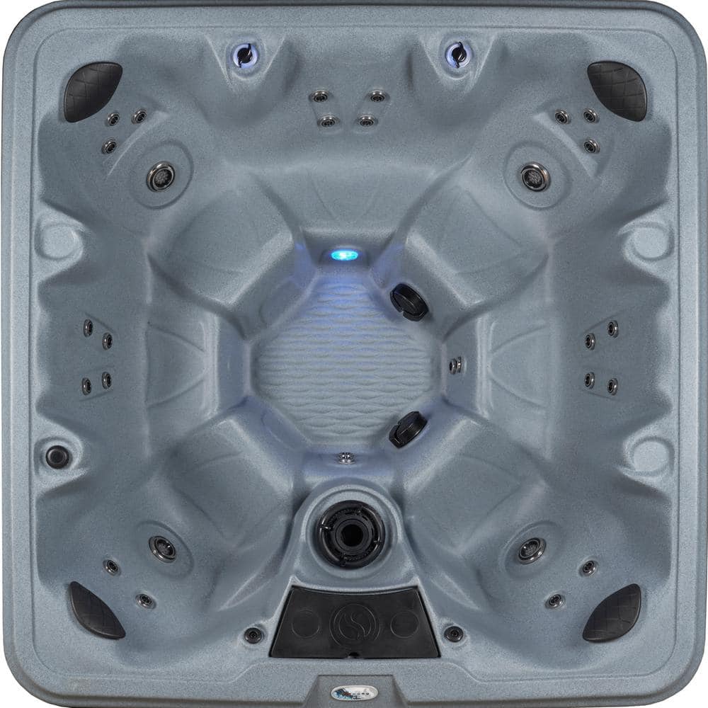 Gray 7-Person Square 30-Jet Polyethylene Hot Tub