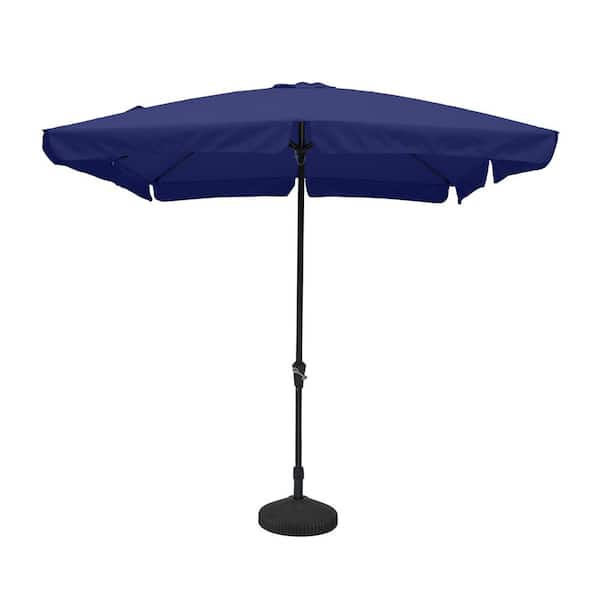 Clihome 8 ft. x 10 ft. Square Crank Design Skirt with Skylight Outdoor Market Umbrella in Navy Blue with Base