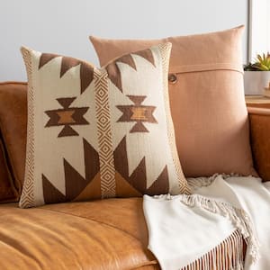 Autauga Dark Brown Hand Woven Polyester Fill 22 in. x 22 in. Decorative Pillow