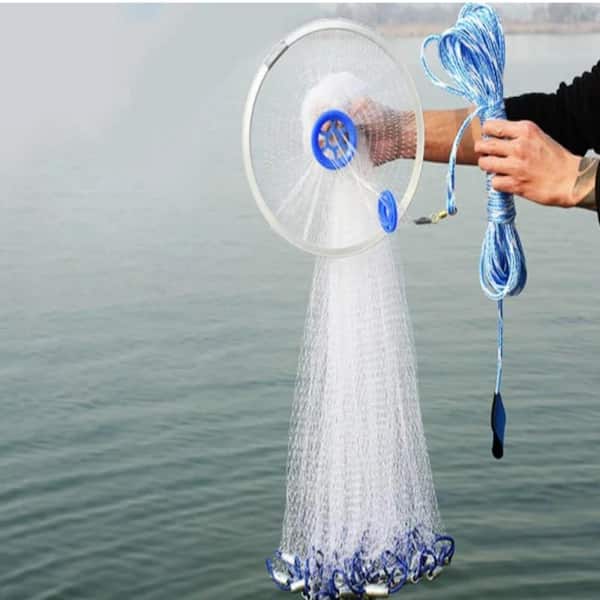 easy catch throwing fishing net Hand Cast with Large Disc for Throw and Fast vleee Hand Knotted Fishing Throwing Net,