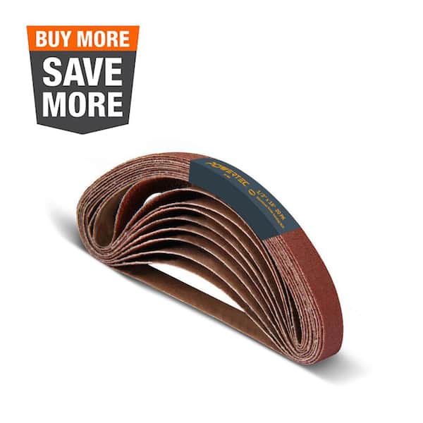 1/2 in. x 18 in. 80-Grit Aluminum Oxide Sanding Belts for Air File Belt Sander (20-Pack)