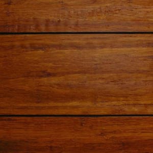 Take Home Sample - Strand Woven Distressed Dark Honey Solid Bamboo Flooring - 5 in. x 7 in.