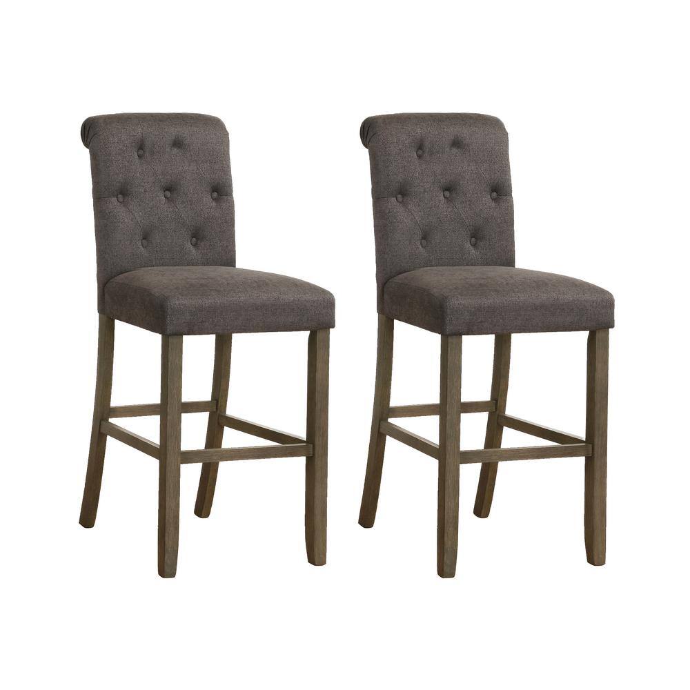 Balboa Tufted Back Bar Stools Grey and Rustic Brown (Set of 2)