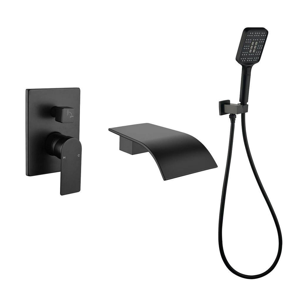 Wall Mount Single-Handle 3-Spray Tub and Shower Faucet with Handheld Shower