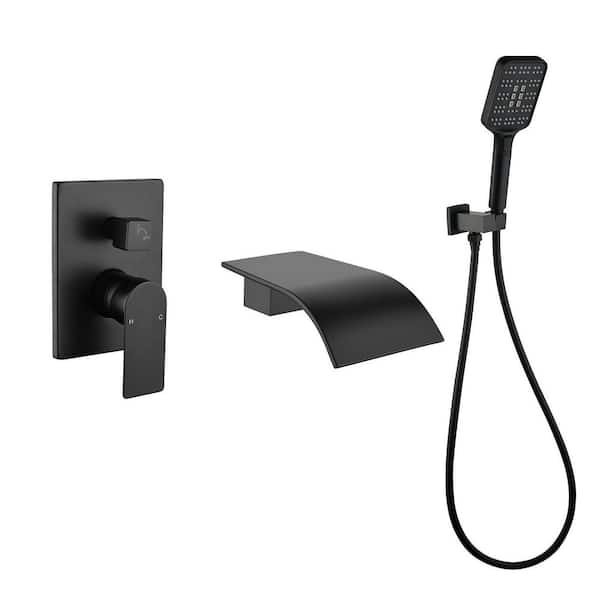 Boyel Living Wall Mount Single-Handle 3-Spray Tub and Shower Faucet with Handheld Shower Head in Matte Black (Valve Included)