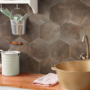 Industrial Hex Copper 8-1/2 in. x 9-7/8 in. Porcelain Floor and Wall Tile (4.05 sq. ft./Case)