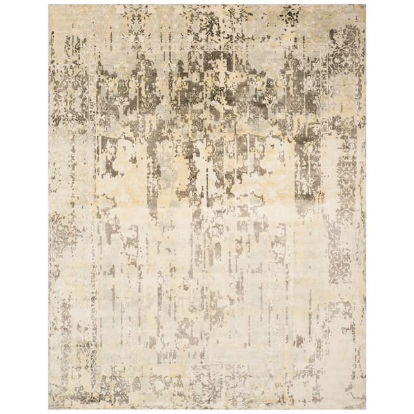 Mirage 8 ft. x 10 ft. Ivory/Gray Border Abstract Distressed Area Rug