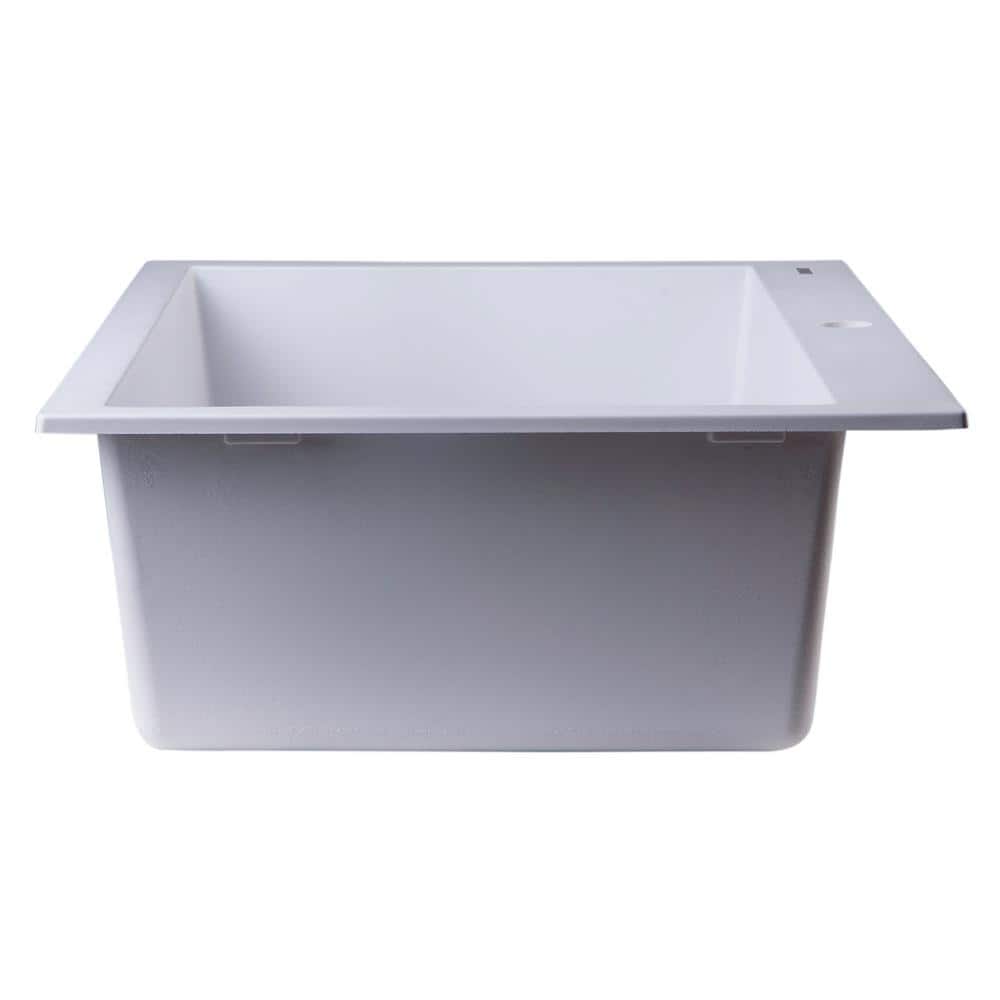 White 30'' Drop-In Single Bowl Granite Kitchen Sink