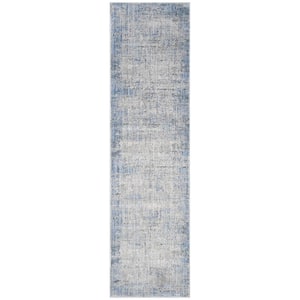 Modern Abstract Blue Grey 2 ft. x 8 ft. Abstract Contemporary Runner Area Rug