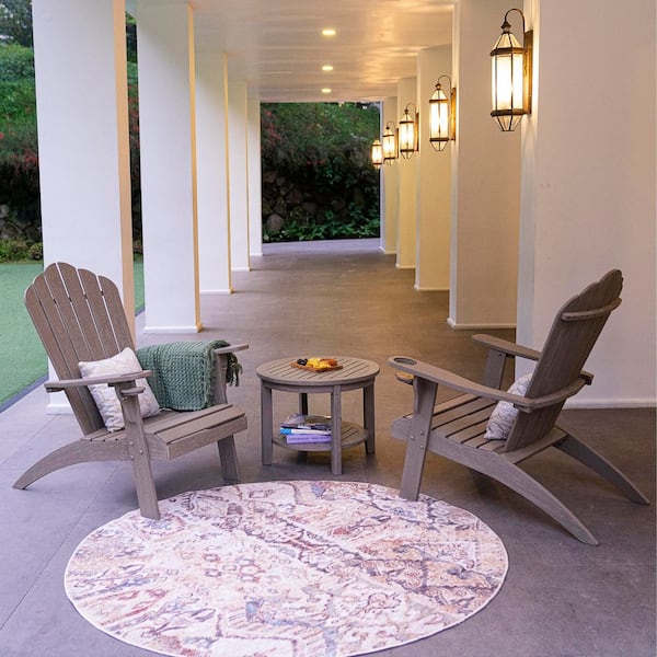 Cambridge Casual Miller Outdoor Teak Wood Adirondack Chair with Cup Holder in Weathered Gray (Set of 2)